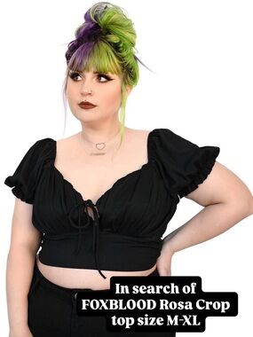 ISO FOXBLOOD Rosa Puff Sleeve Crop Top - Black